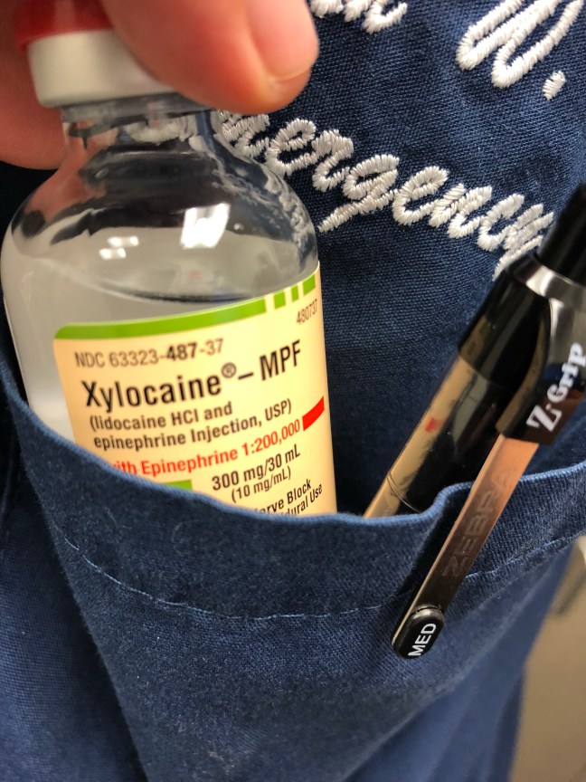 Warming lidocaine can reduce the pain of injection. Since most of us don’t have ready access to a baby food warmer, one “back pocket” trick is to place the bottle of lidocaine in your front pocket to warm it to your body temperature.